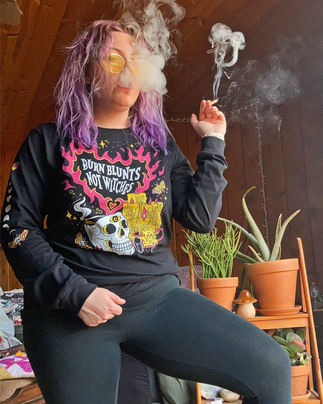 Burn Blunts Not Witches Unisex Long Sleeve - Image 4