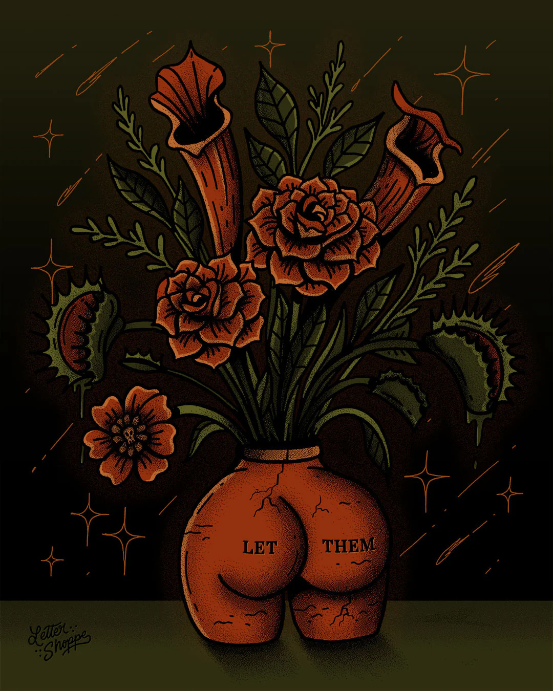 Cheeky Bouquet: Gothic Floral Poster - Image 3