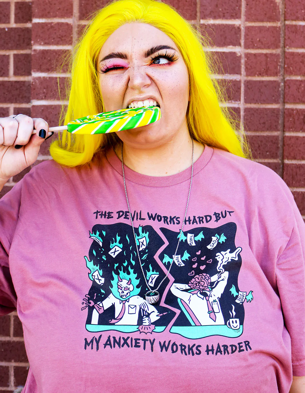 Devil Works Hard: Anxiety Graphic Tee - Image 4